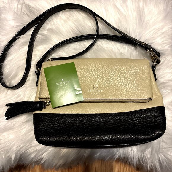 KATE SPADE Southport Ave Maria Leather Crossbody Bag Tan & Black With Care Book - Picture 5 of 14